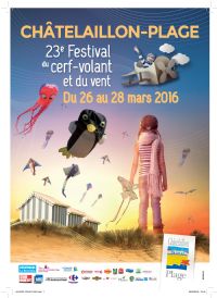 23ème FESTIVAL DU CERF-VOLANT ET DU VENT. Du 26 au 28 mars 2016 à Châtelaillon-Plage. Charente-Maritime. 